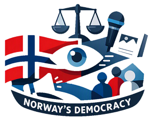Norge som demokrati – symbolsk illustrasjon av rettsstat, transparens og offentlighet.